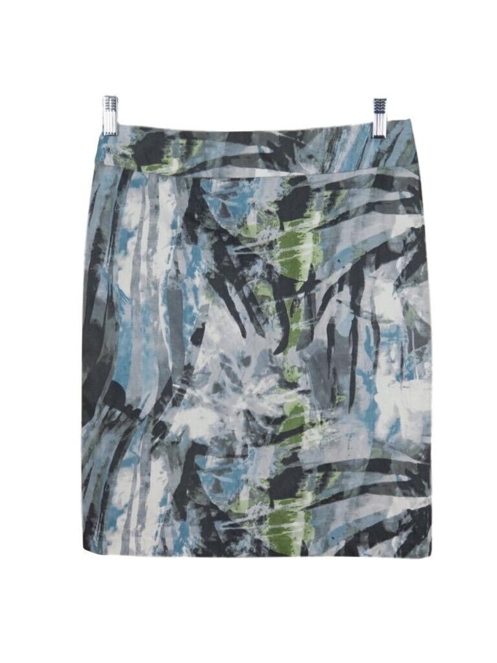 Womens Skirt Size 6 Abstract Stretchy Blue Green Gray White Black by Tribal